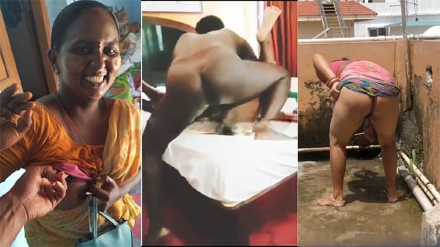 Tamil Aunty Boobs Pressed On – Rooftop Threesome Fucking Video