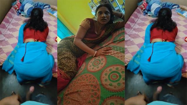Mom Using Her Phone Bending Over Her Bed Son Behind
