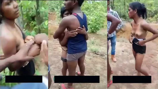 Indian Villagers caught couple lovers fucking in the bush