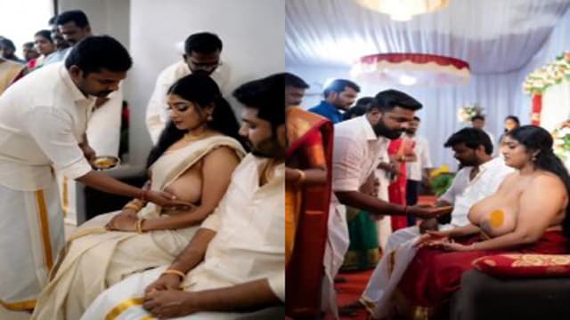 Malayalam Woman Performing A Ritual Involving Breast Fondling